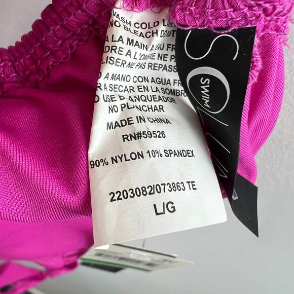 SOLUNA Pink Swim Top Bra Nylon Stretch Classic Adjustable Wide Strap Sz Large L - Picture 6 of 6